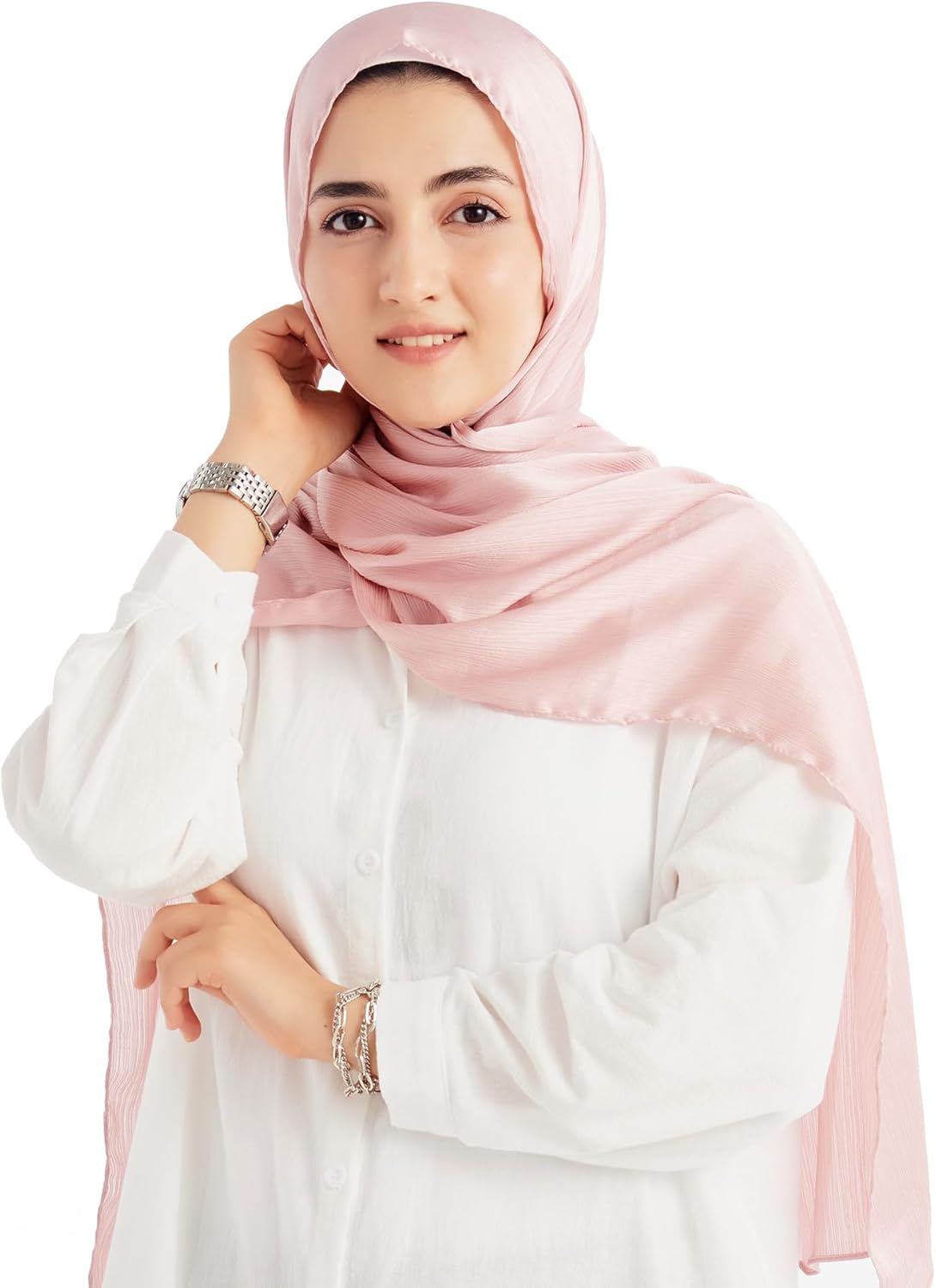 Satin Crepe Hijab Scarf for Women - Image 4