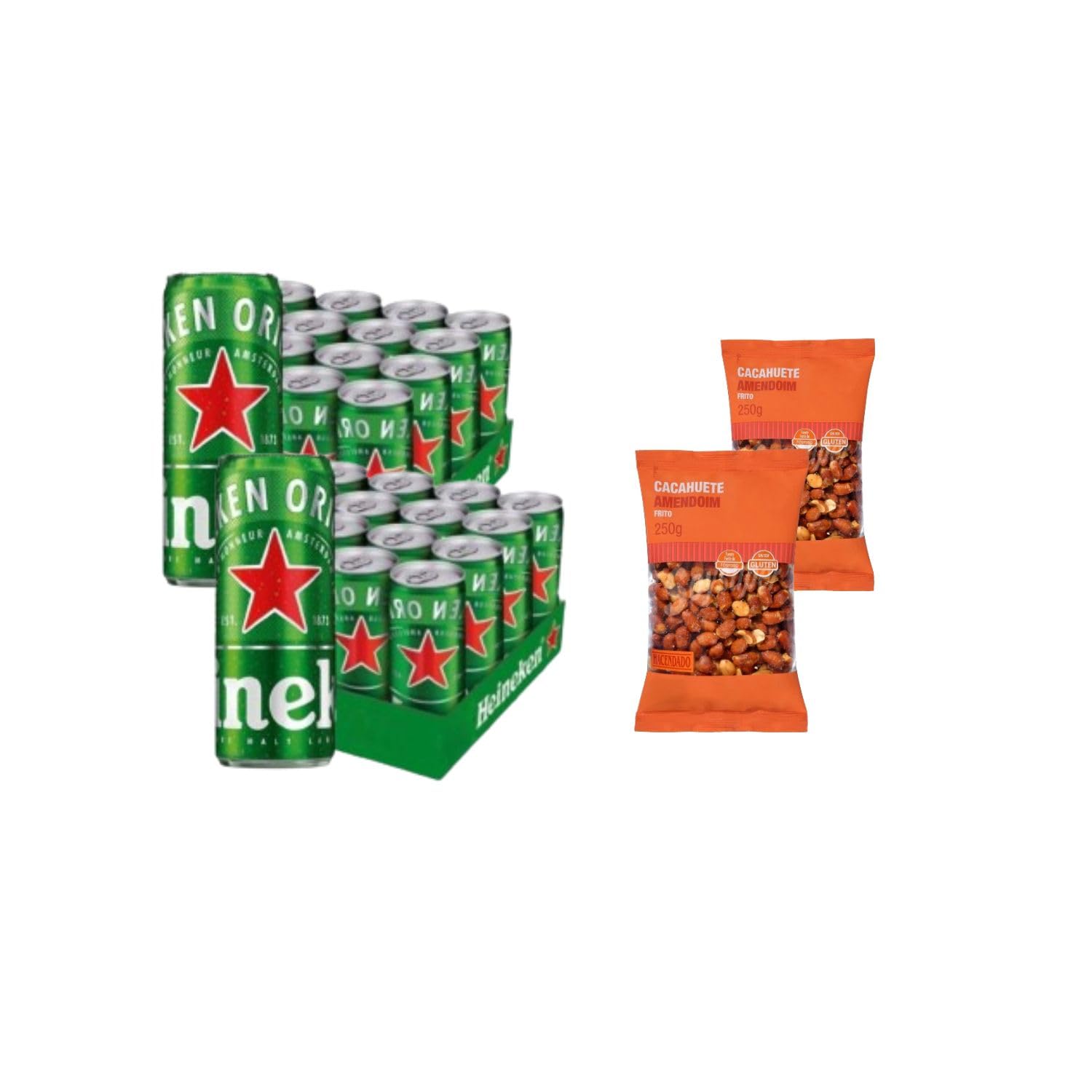 UBOON - Cerveza Lager Pack Lata, 24x 50cl Suave Sabor, Refrescante y con Espuma Firme + ¡Incluye Dos Cacahuete frito mezcla Mercadona de Regalo