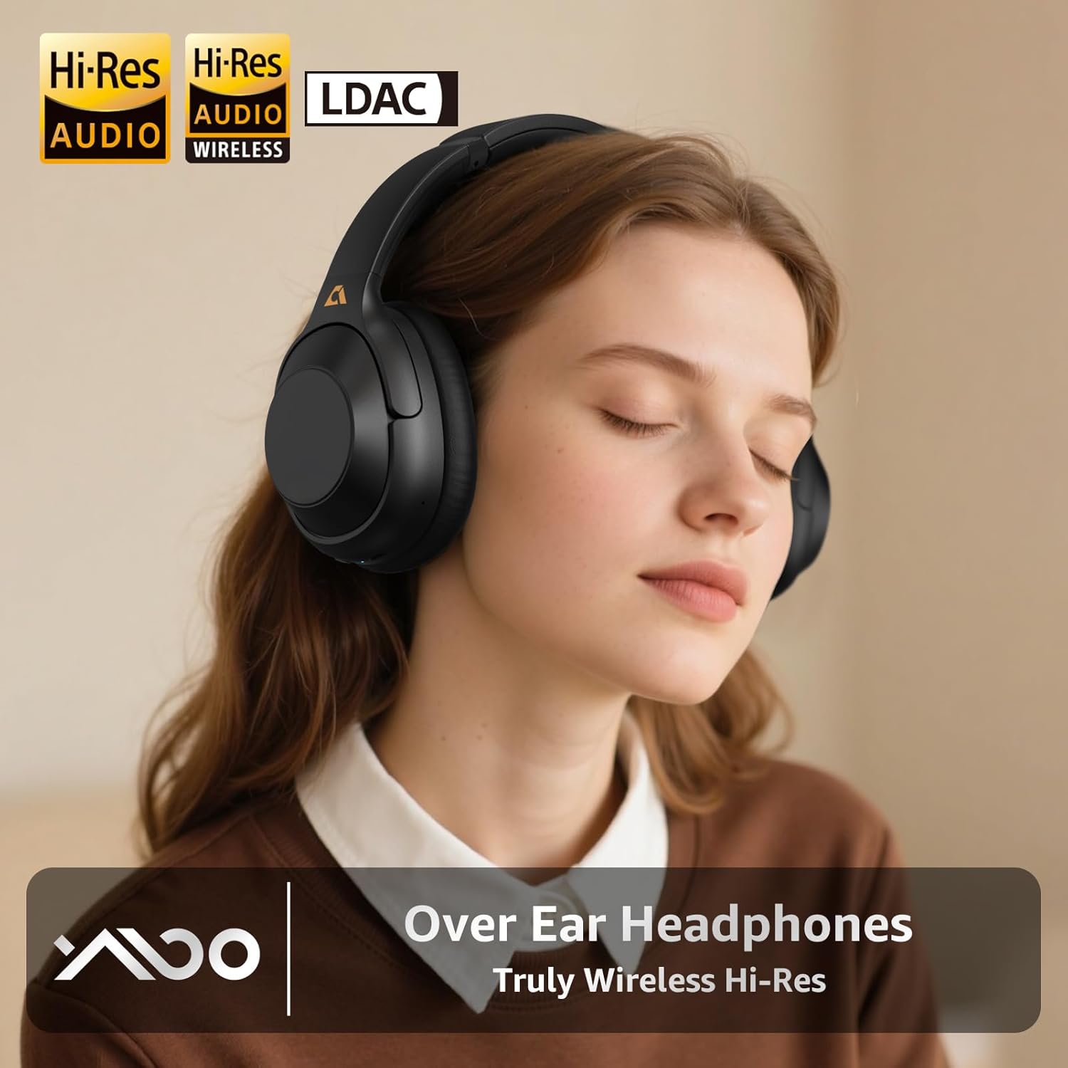 YMOO Active Noise Cancelling Headphones for Airplane Travel, LDAC Hi-Res Audio, Wired and Wireless ANC Headphones, 100H Playtime Over Ear Headphones, Custom EQ via App, Bluetooth 6.0 Headset for All