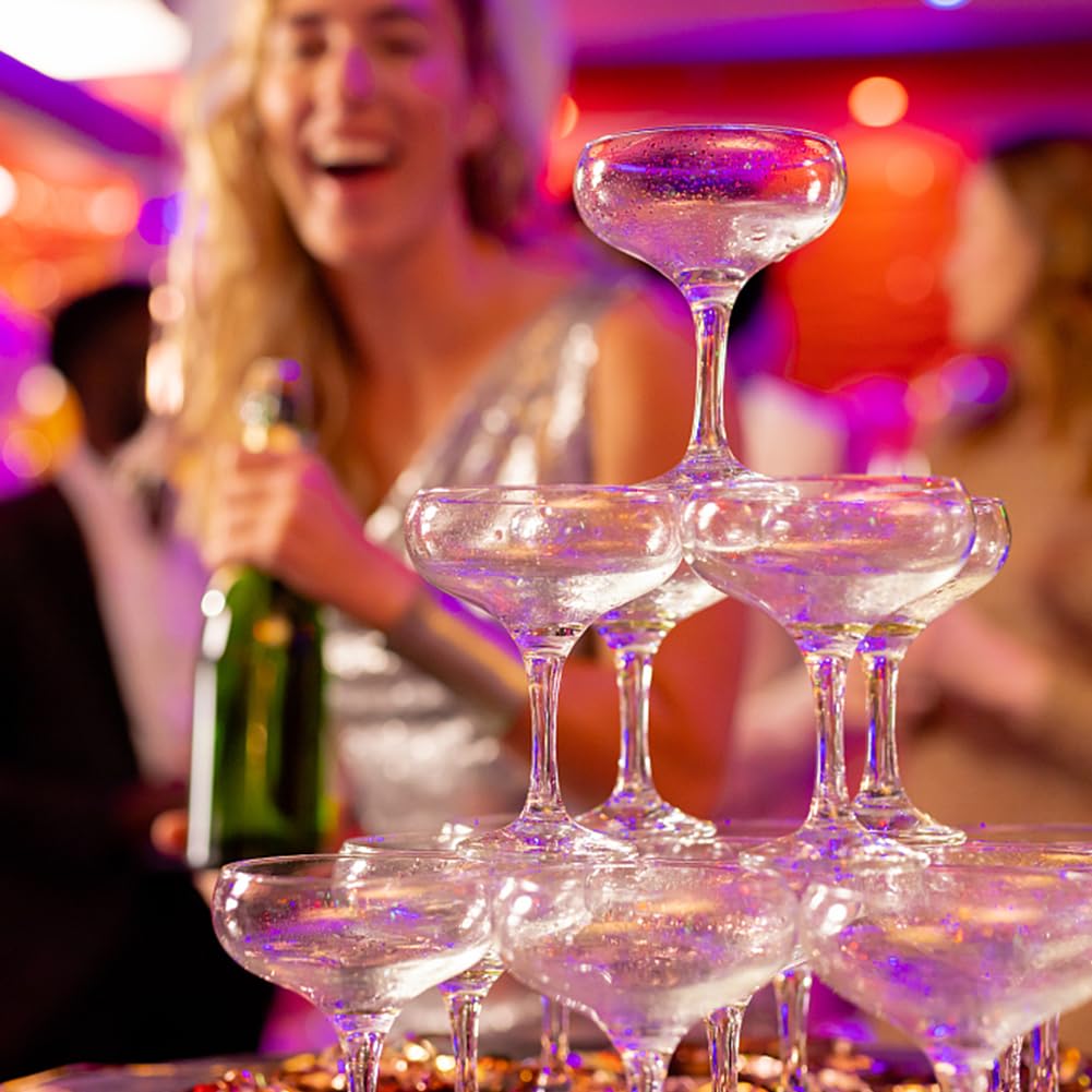 Bicchieri da champagne in plastica, 50 pezzi, 120 ml, trasparenti, riutilizzabili, per feste, matrimoni, compleanni, lauree
