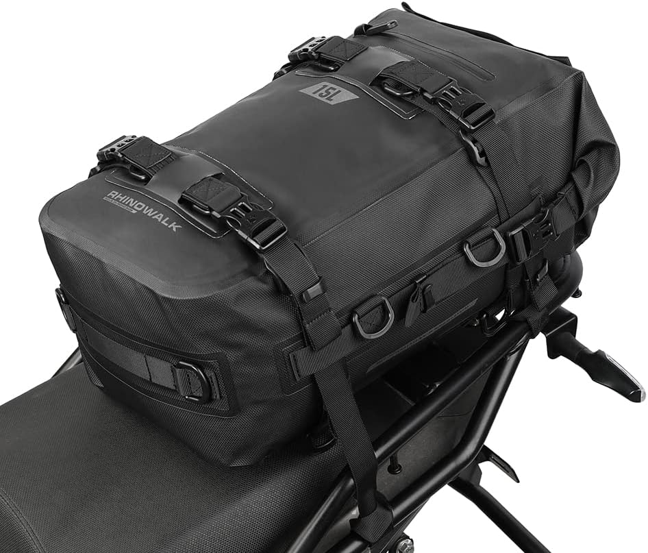 Rhinowalk Motorcycle Tail Bag Motorcycle Pannier Bag Motor Travel Luggage Rear Rack Trunk Professional Motorcycle Accessories 15L Black