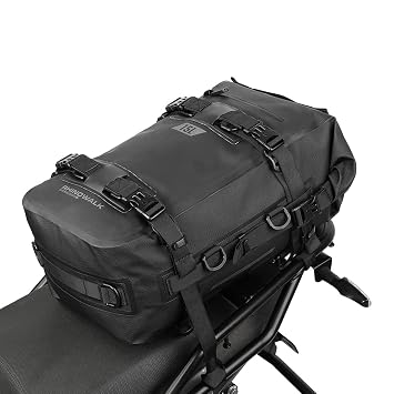 Rhinowalk Motorcycle Tail Bag Motorbike Side Bag 15L Full Waterproof Motor Saddle Pannier Bag Rear Rack Trunk Professional Motor Accessories-Black