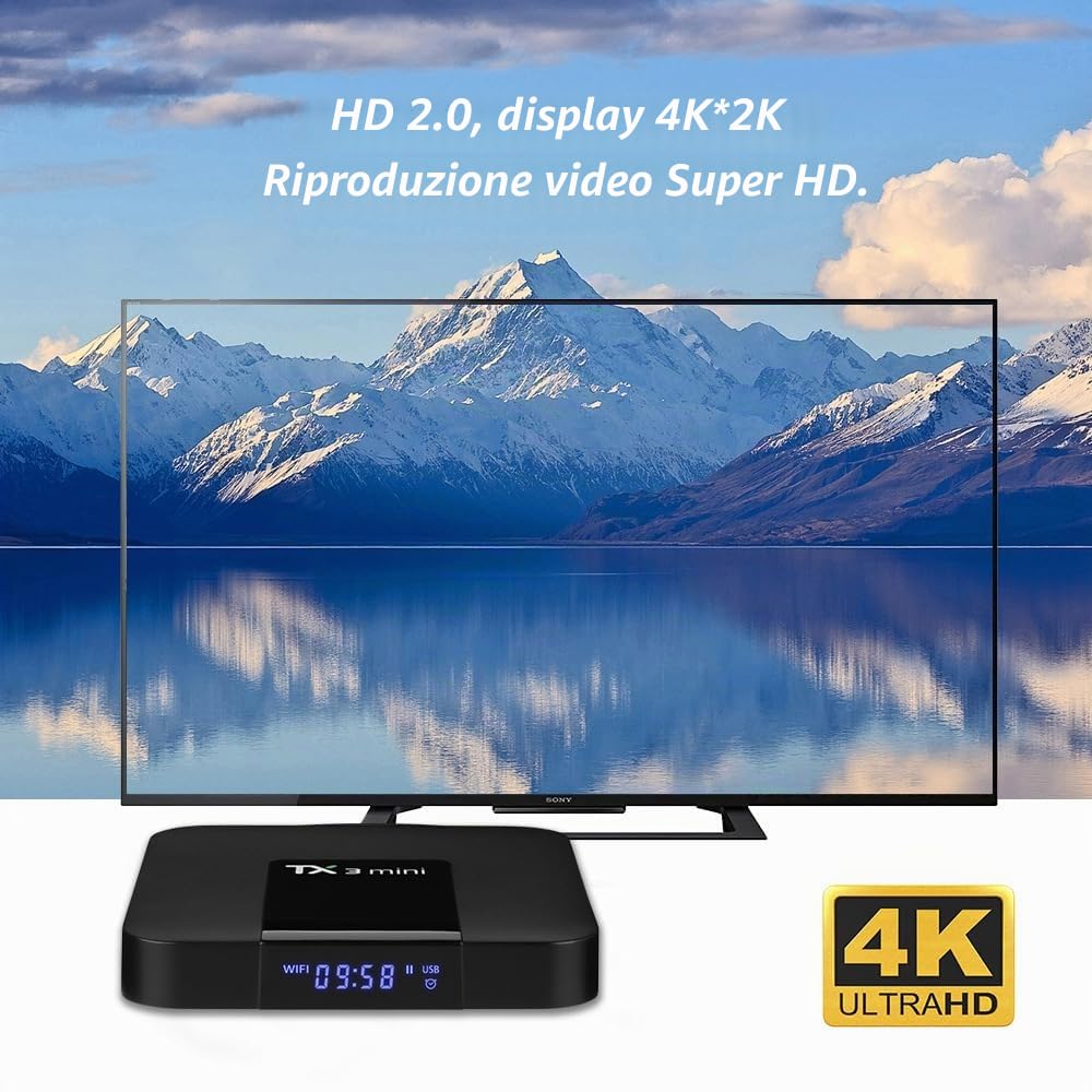 Android 10.0 TV Box, TX3 Mini RAM 2 GB ROM 16 GB Quad Core Ultra 4K HDR AV1 Dual Band WiFi 2.4G/5.8G BT 4.2 Home Smart Media Player
