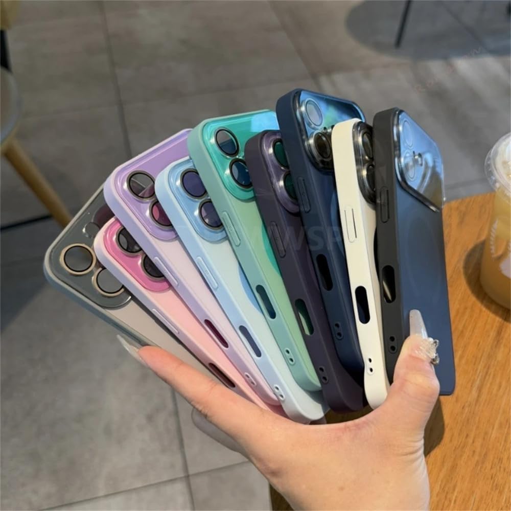 Magnetyczne etui na telefon do iPhone'a 17 Air 16 11 12 13 14 15 Pro Max, do ładowarki Magsafe z dużym okienkiem, niebieskie, do iPhone'a 14