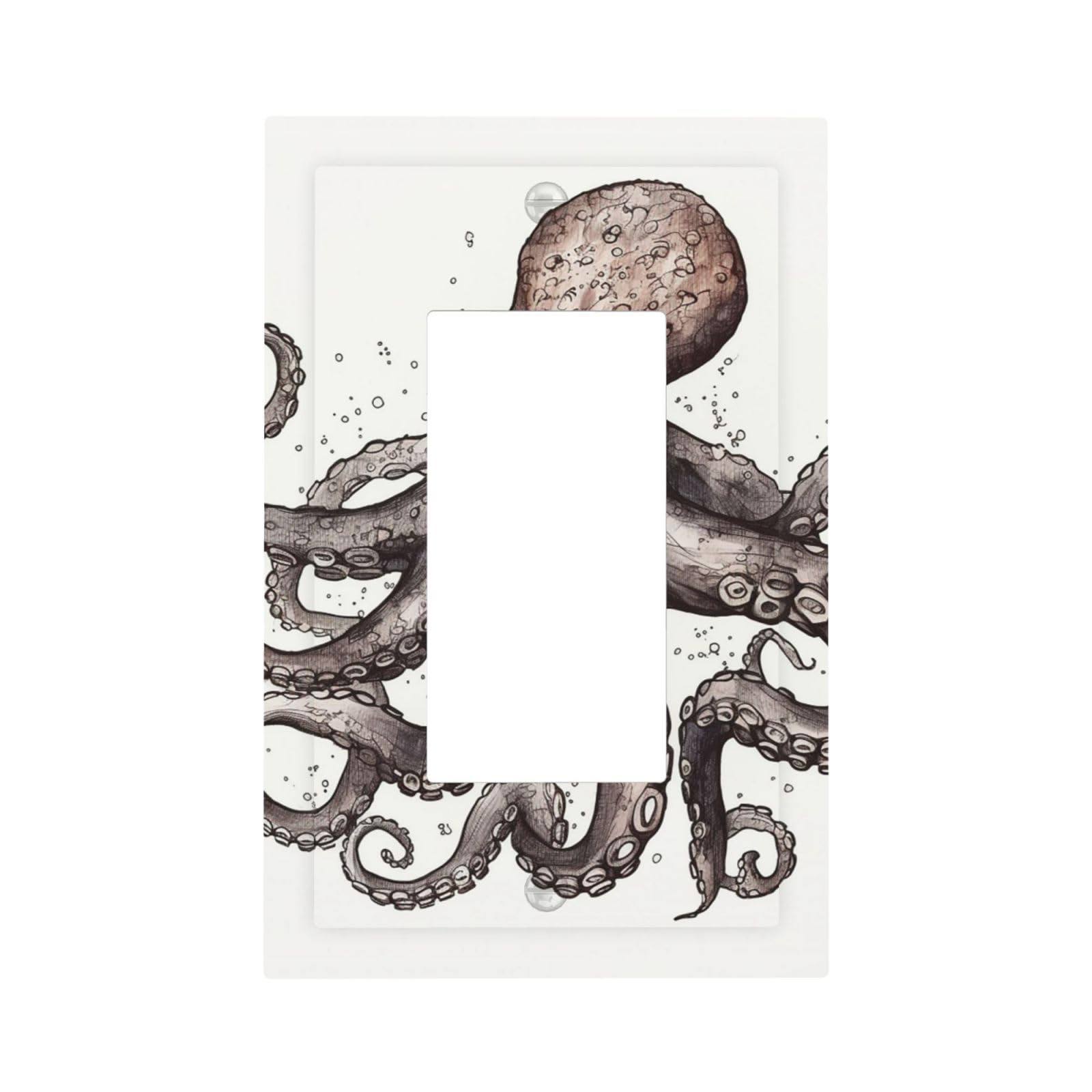 1-Gang Decorator Wall Plate Octopus Light Switch Cover Single Gang Receptacle Outlet Wall Plate Mid Size 5" x 3" Wallplate Unbreakable Polycarbonate Outlet Faceplates Covers