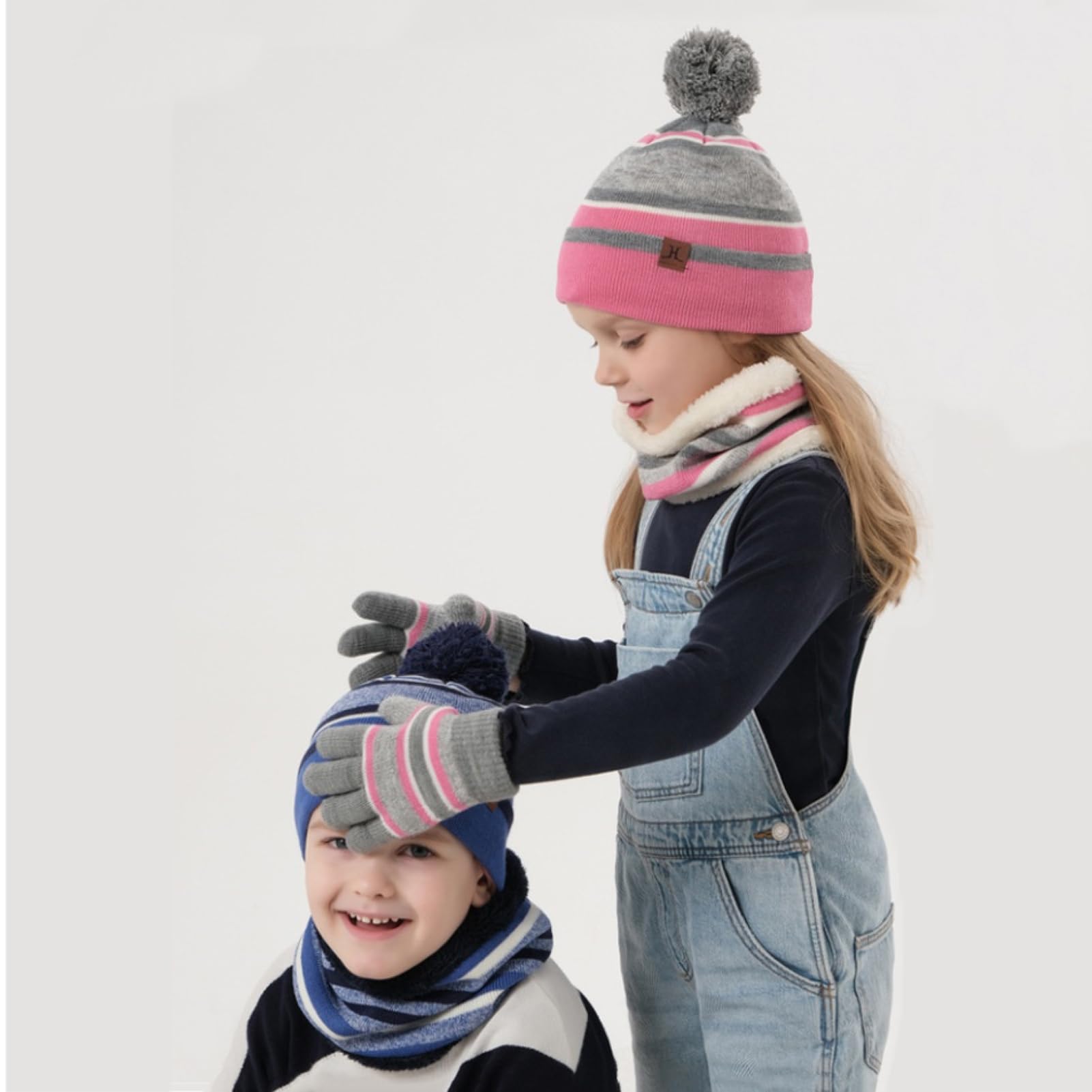 Azarxis Guanti da Sci Bimbo Guanti da Neve Bimba Guanti Sci Bambina Guanti Termici Bambino Guanti Invernali per Bambini (05 Set Invernale - Blu, 3-7 anni)