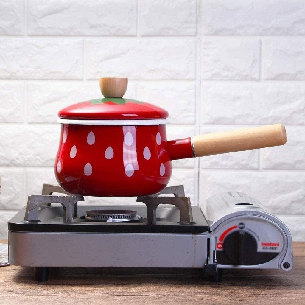 Wok Cookery Enamel Enamel Milk Pot Snow Pan Strawberry-Shaped Single Handle Cooking Pot Soup Pot Induction Cooker Gas Sauce Pot