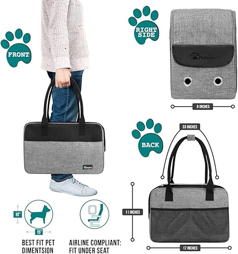 Miniatura 2 de PetAmi Bolsa transportadora para perros pequeños, aprobada por aerolíneas, transportador de mascotas de lados suaves con bolsillos, bolsa de