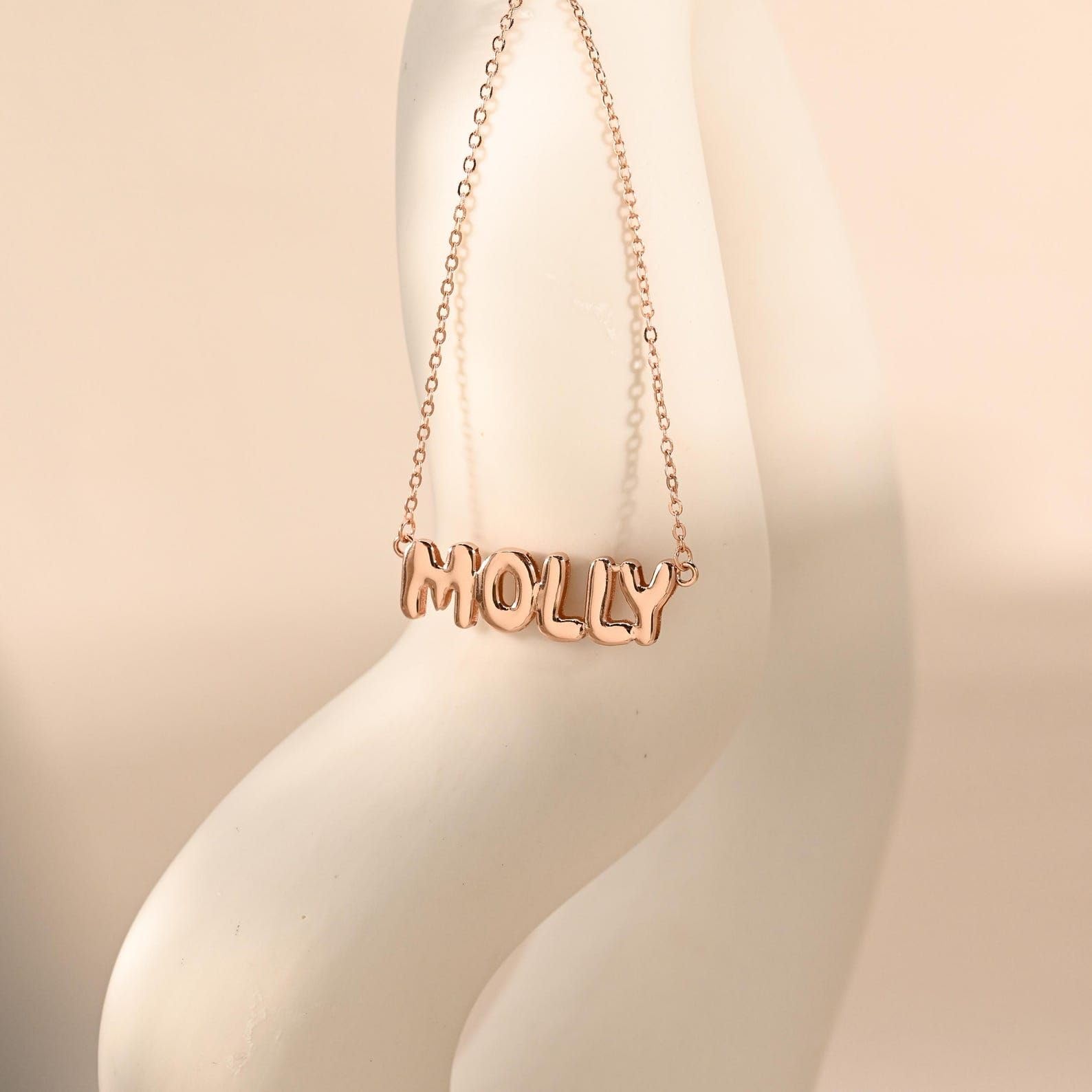 Personalizzato bolla collana con nome, 3D lettera delicato palloncino oro gioiello Natale per mamma