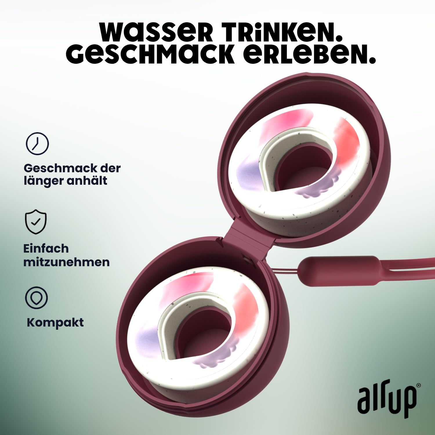air up Original Tumbler Starter-Set 700ml in White Spearmint mit Pods in 5 Geschmacksrichtungen + Podcase Burgund | Trinkflasche, BPA-frei