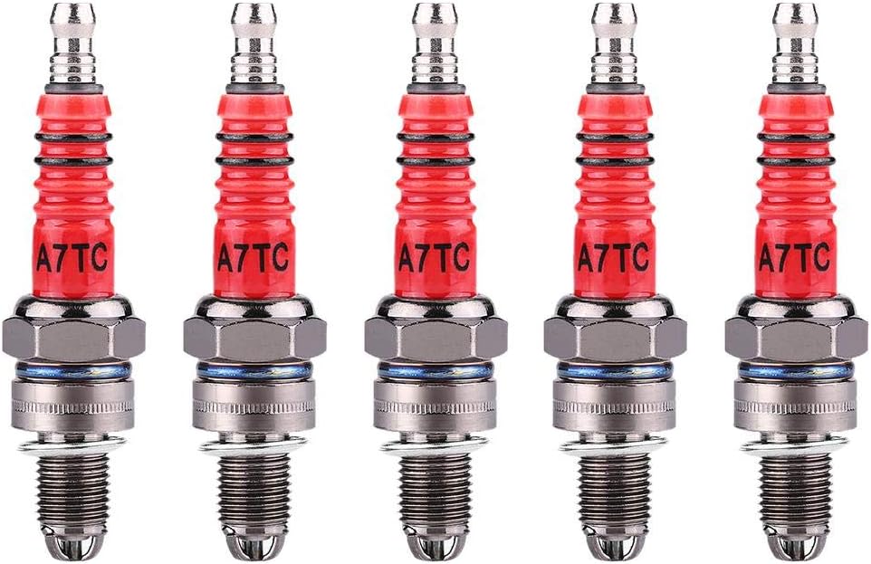 ZPSHYD 5Pcs Spark Plugs, Automotive Replacement Spark Plugs Motorcycles Racing Spark Plug with Single Electrode for Scooter GY6 50CC 125CC 150CC Engine (Red)