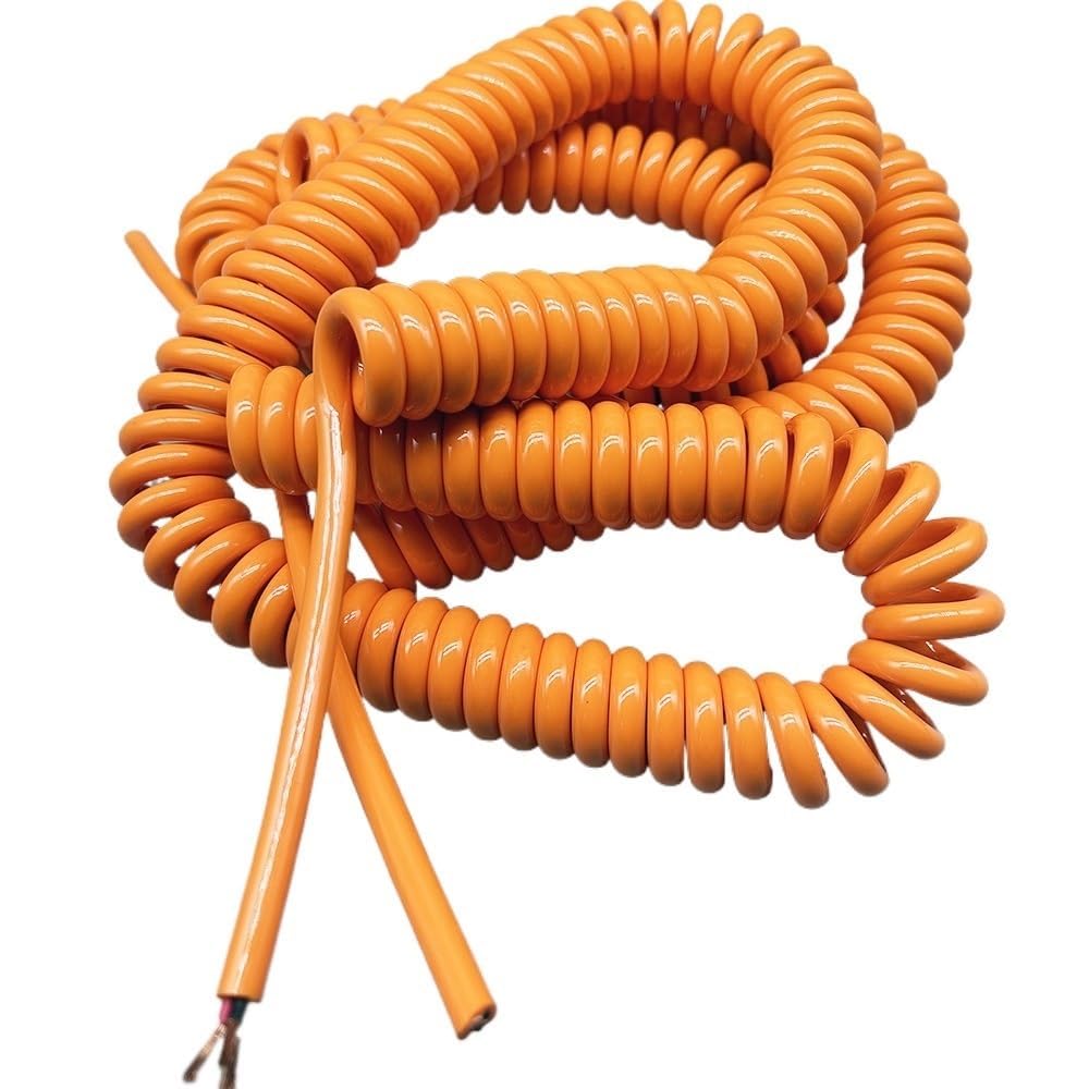 Przewód elektryczny, 3-żyłowy 1mm2 spiralny kabel ładujący sprężynowy pomarańczowy miedziany przewód rozszerzający rozciągliwy od 1 metra do 20 metrów zwijana cewka(Stretch 20 Meters)