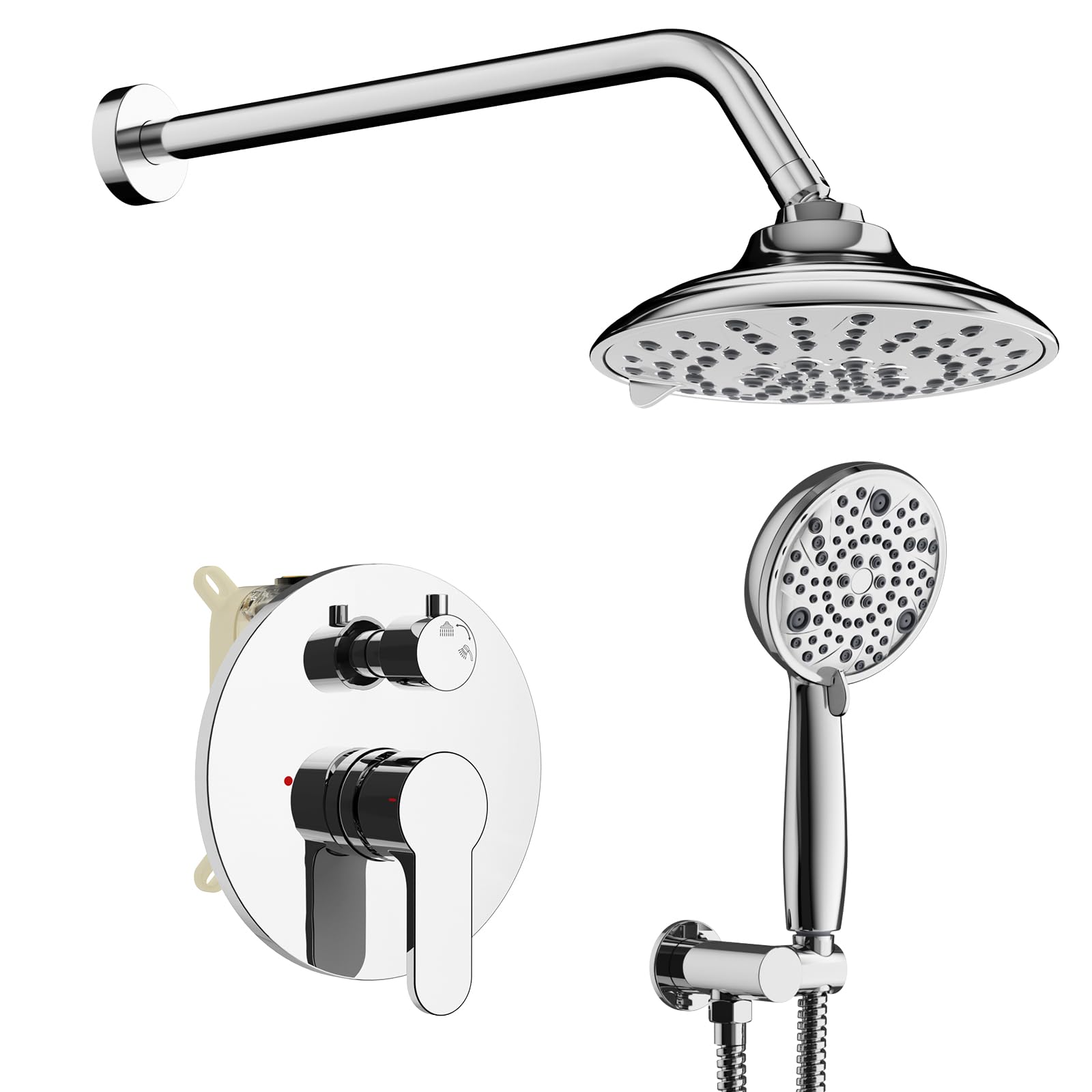 Embather Polished Chrome 8 Inch Shower System,