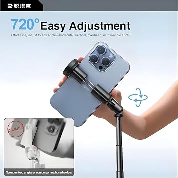 Coverzone Otomatik Açılan Profesyonel 160cm Selfie Çubuğu + Tripod, 425gr, Bluetooth Uzaktan Kumanda, 360° Döner, Akıllı Telefonlar İçin Ayarlanabilir, Katlanabilir ve Hafif Seyahat İçin | RZP001