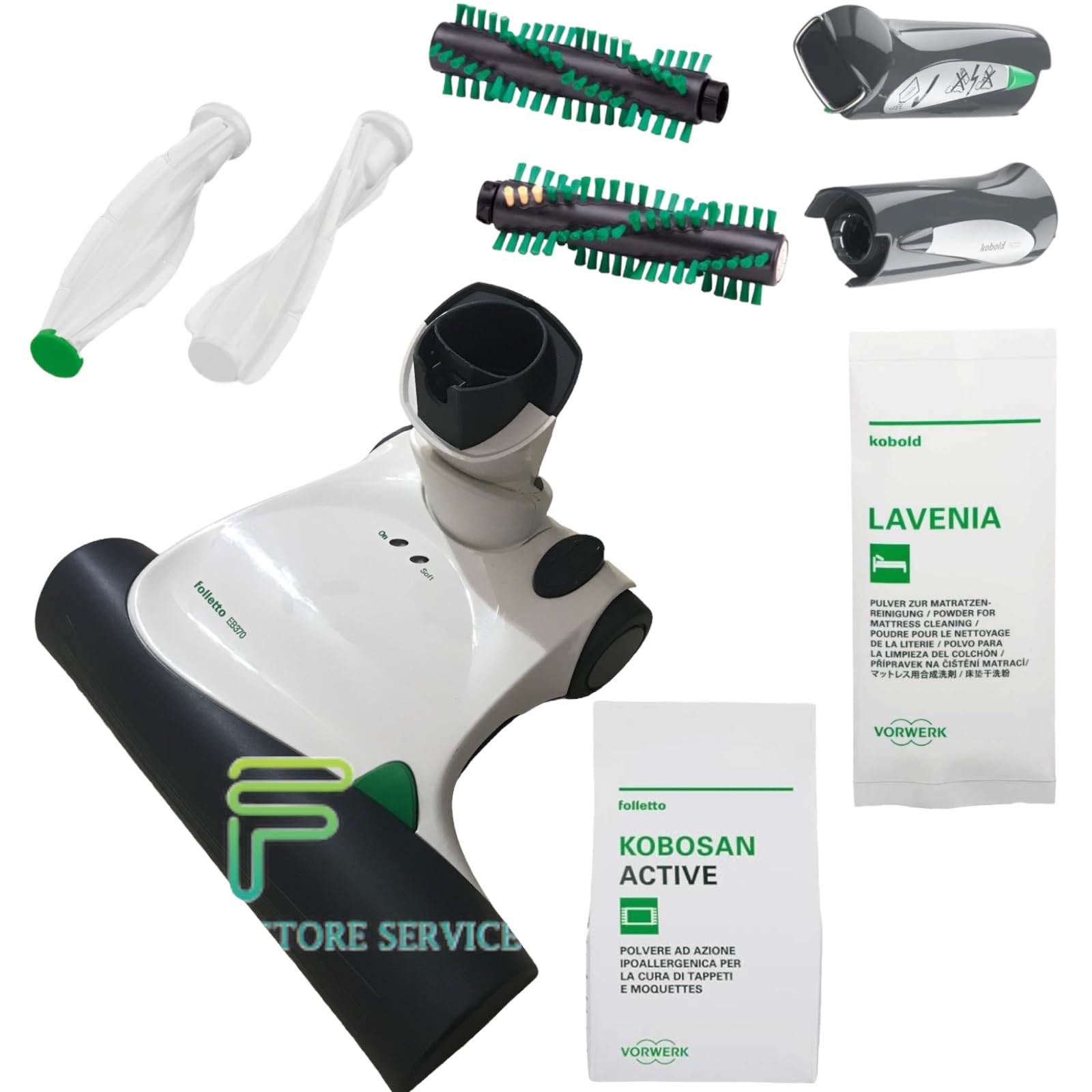 Folletto EB370 / EB371 Battitappeto Battitappeto NUOVO Completo di Spazzole, Lavenia e Kobosan