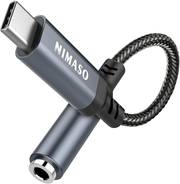 NIMASO USB C to 3.5 mm Jack Adapter, Type C to 3.5mm Headphone Aux Digital Audio Earphone Adaptor For Samsung Galaxy S21 S20 Ultra Note20 10 A80 Huawei P40/P30 Pro/P20,Google Pixel 4XL,OnePlus7,Xiaomi