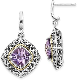 Brincos de prata esterlina 925 14 k almofada de destaque ametista roxa pino pino pendente pendente joias finas para mulheres presentes para ela, Prata esterlina Cristal Pedra, Ametista