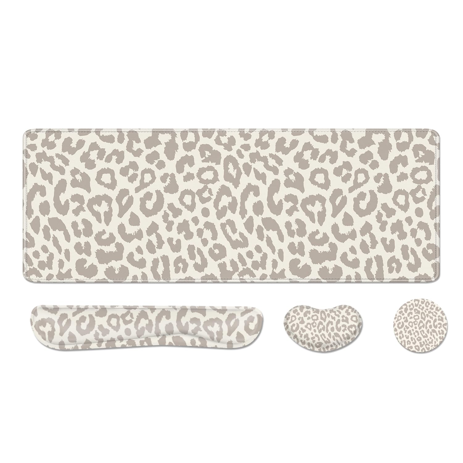Cheetah Desk Pad and Keyboard Wrist Rest, Large Mouse Pad + Keyboard Pad+Mouse Wrist Support, Non-Slip Desk Mat Protector for Office, Home 31.5Γ11.8 Inches Leopard