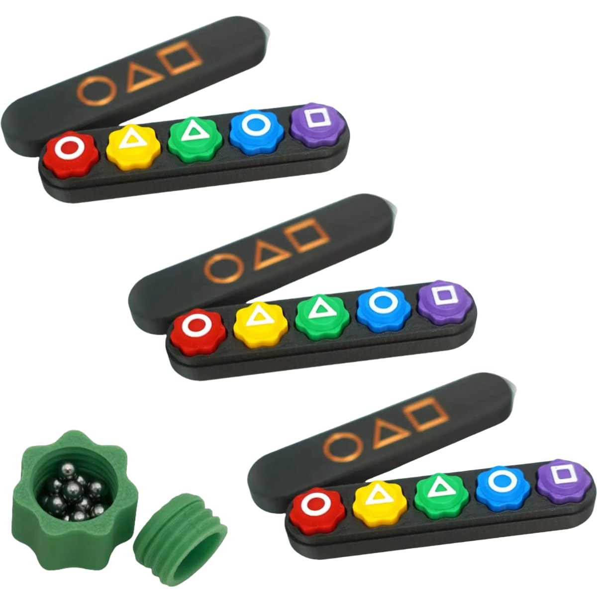 Gonggi Korean Game, Real Weighted Traditional Korean Stones Game with Steel Balls, Pebble Throw and Grab Gonggi Jack Games-3 Set with Squid Box