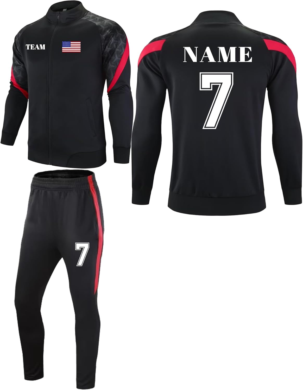 TOMIYO Custom Soccer Track Suits Mens,Personalized Team Name Number Casual Active Tracksuit,Warm Up Track Jacket and Pant