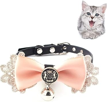 Amazon おしゃれ猫用首輪 可愛い蝶結びの猫の首輪 5穴 調節 猫の首輪 鈴付 ピンク Luckinsell 首輪 通販