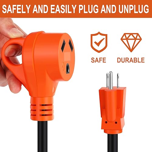 Miniatura 4 de Ficstar Adaptador RV de 30 amperios a 110 voltios, cable adaptador de RV de 12 pulgadas, adaptador de corriente eléctrica NEMA 5-15P a NEMA TT-30R,