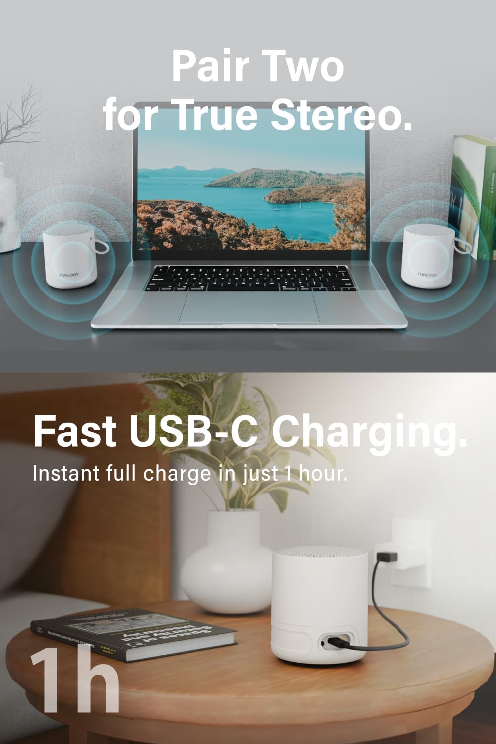 Portable Mini2 Bluetooth Speaker, Wireless Portable Speaker with Deep Bass, IPX7 Waterproof, TWS Stereo Pairing, Built-in Mic, Small Speaker for Shower, Outdoor, Travel, White - Image 7