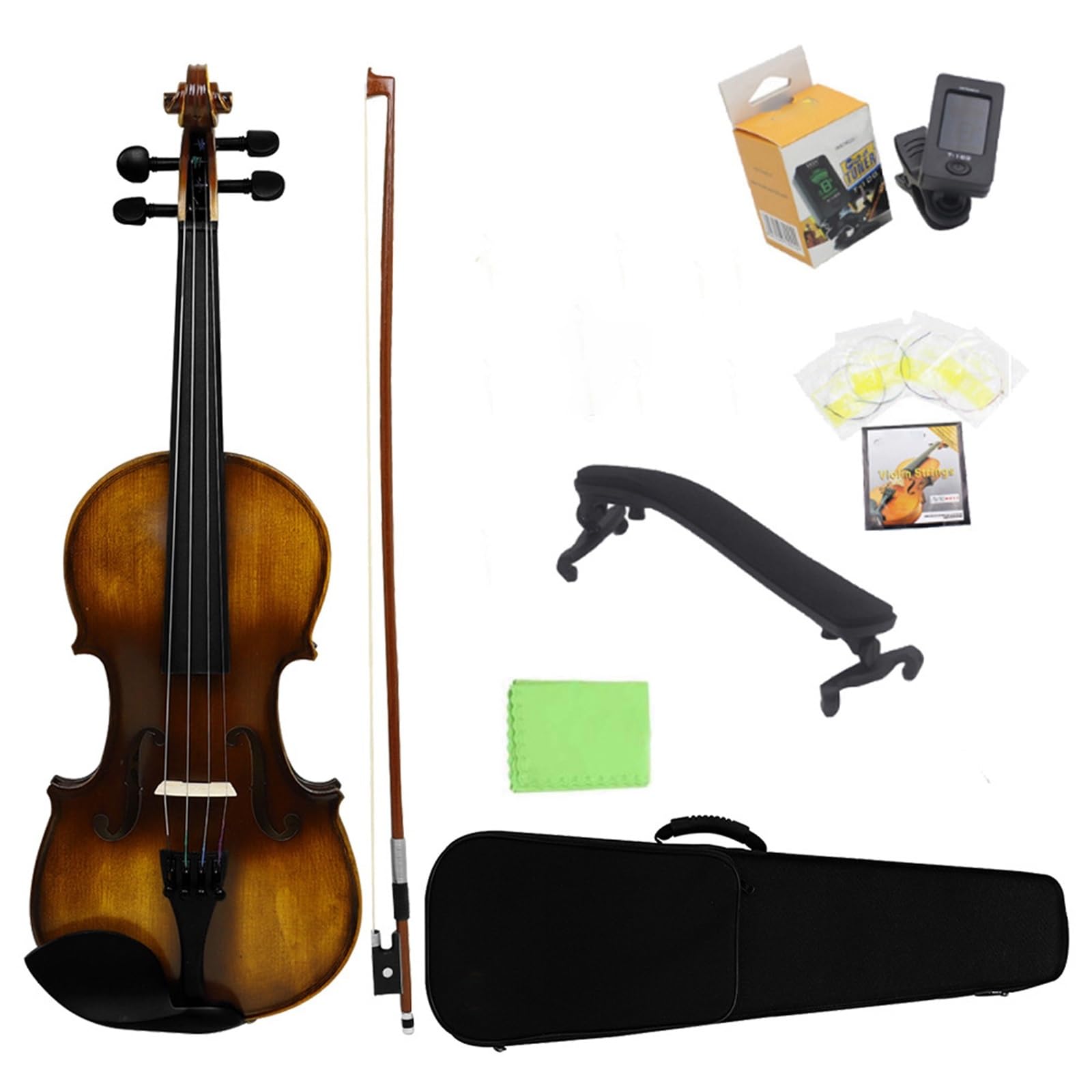 Violino Set Violino In Legno Massello Per Principianti Violino Per Adulti Opaco Che Suona Strumento Per Violino(Set,3/4)