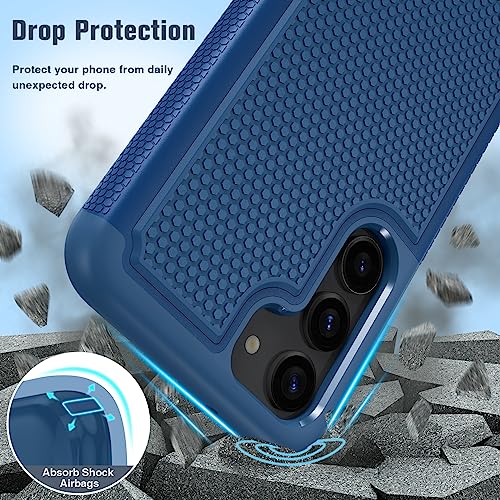 Image of FNTCASE for Samsung Galaxy S23 Case: Dual Layer Heavy Duty Cell Phone Protective Cover Shockproof Rugged with Non-Slip Textured - Military Drop Protection Bumper Tough - 2023, 6.1inch Blue