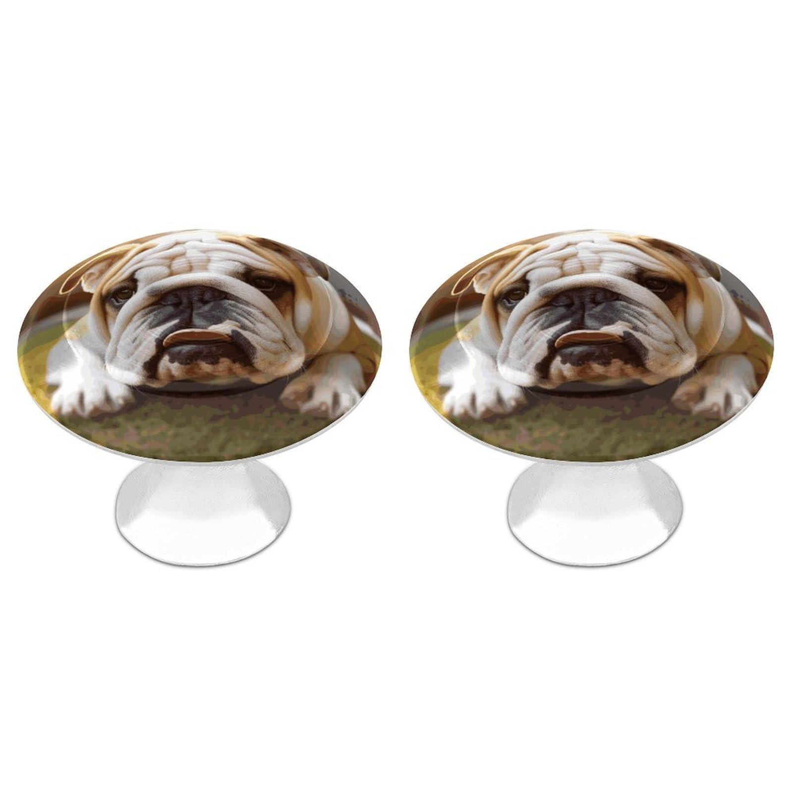 Btcowzrv Style Cute Bulldog Puppy 2 Pack Cabinet Knobs Drawer Pulls