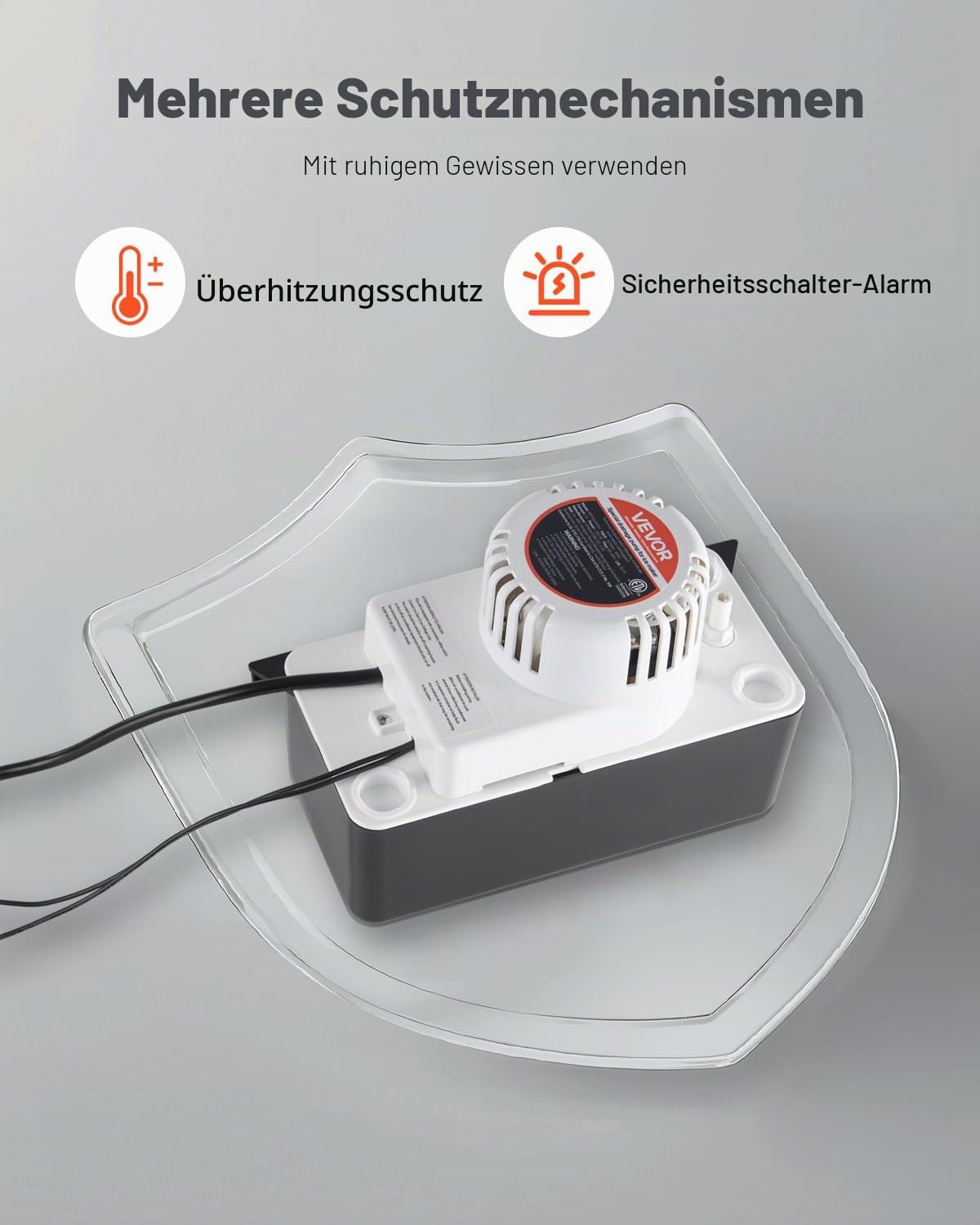 VEVOR Kondensatabsaugpumpe Kondensatpumpe 1/50 PS 1,89 L Tank, automatische AC-Kondensatpumpe mit Schwimmerschalter und 6 m Schlauch für Klimaanlage Luftentfeuchter, Eisbereiter-Wasserablauf Schwarz