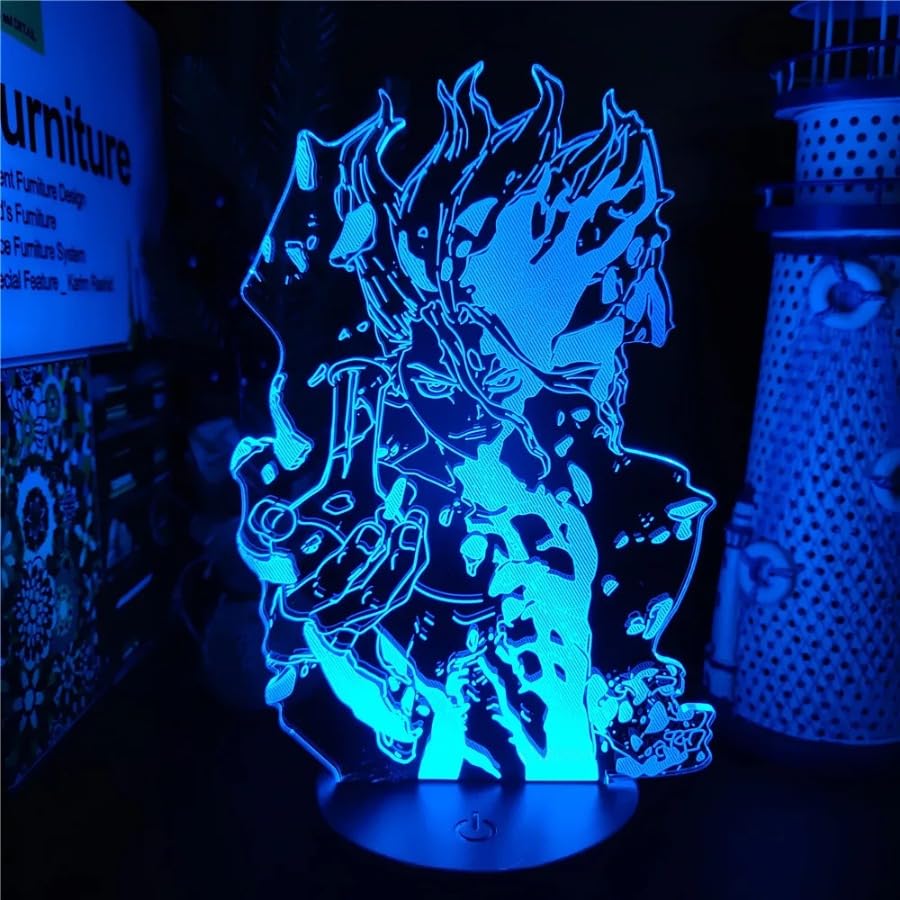 Dr Stone Anime 3D Night Light 16 Colors Changing Touch & Remote Control Senku Ishigami Figure Manga Illusion LED Lamp Christmas Gifts for Boys/Girls/Kids/Fans (1)