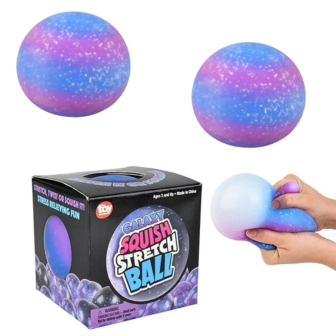Squishy and Stretch Galaxy Ball Sensory Gag Toys for Autism Stress Relief Toy, Party Favors, 4" Inch (2-Pack)