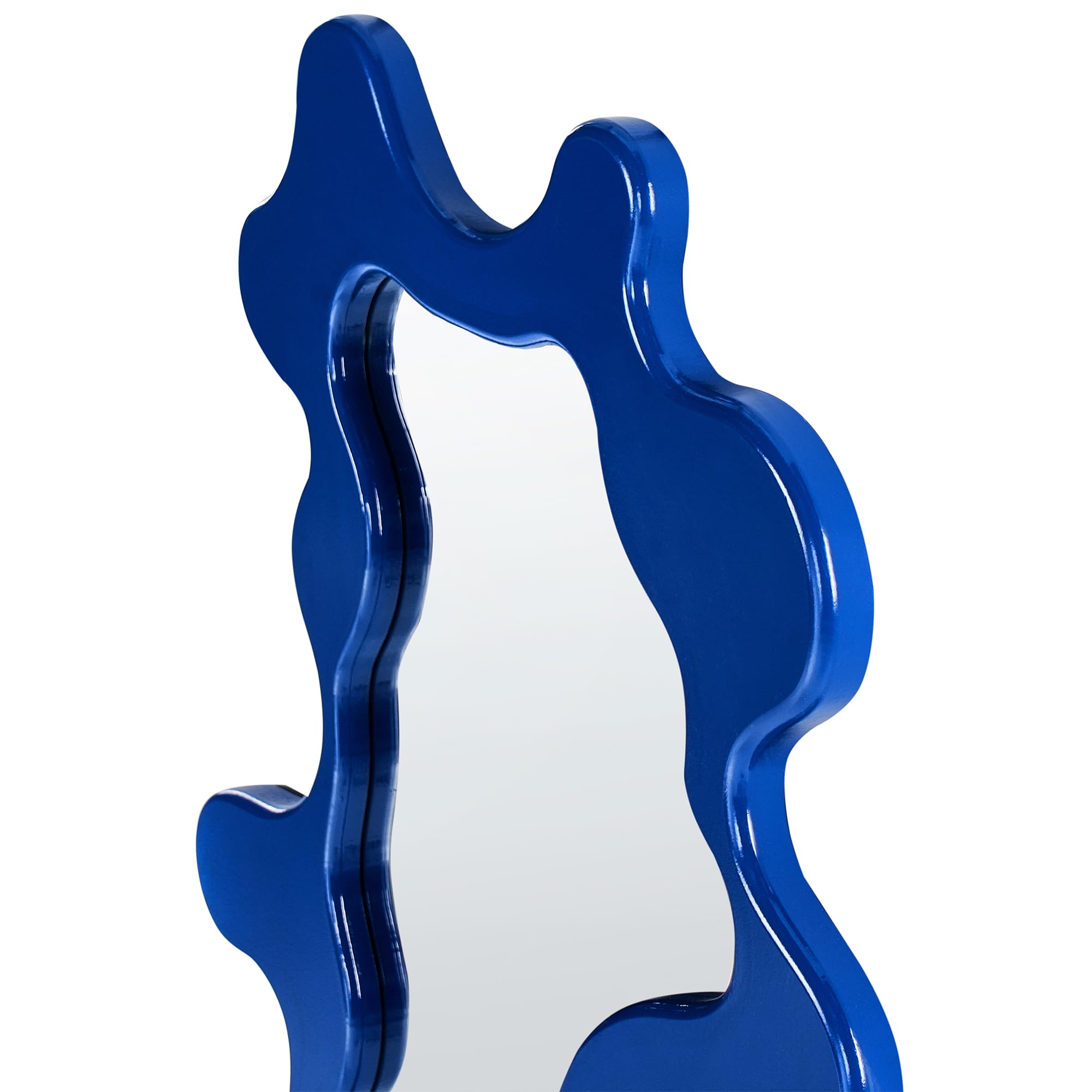 Dekoracyjne lustro ścienne MDF nieregularny kształt 80x59 cm dekoracje akcesoria niebieskie Roscoff