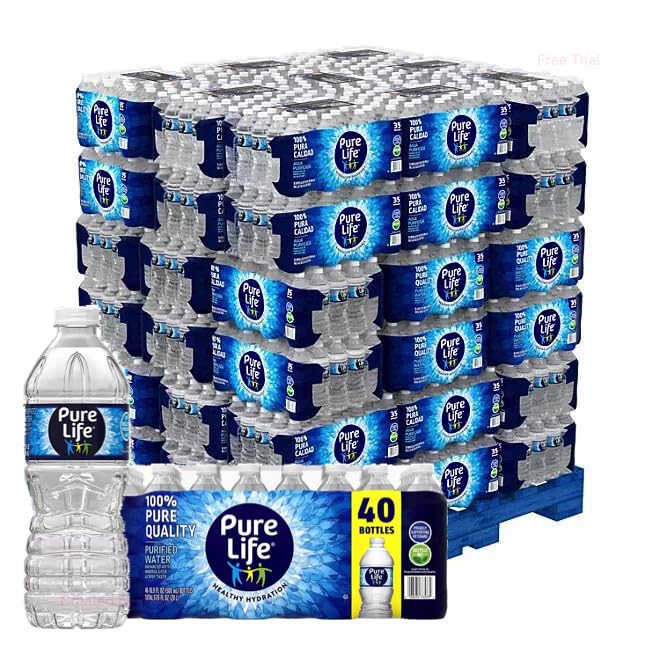 Generic Pure Life (16.9 Oz) - Full Pallet of Water - 40 Bottle of Water per Case - 1920 Bottles (48 Cases)