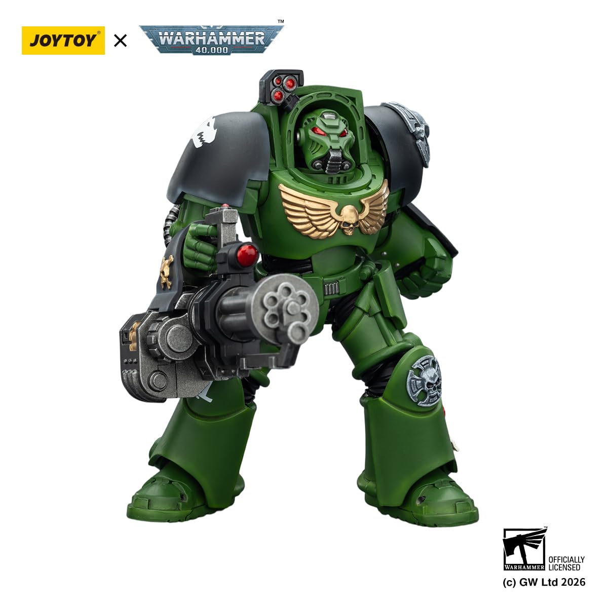 JOYTOY Action Figures Warhammer 40K Terminator Squad 1/18 Movable Model Collectible Figurine Ages 15+ (Salamanders Terminator 3 with Power Fist and Assault Cannon) - 5