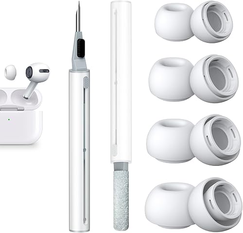Miniatura 8 de 3 pares Almohadillas de repuesto para AirPods Pro y AirPods Pro de 2 generación con orificio de reducción de ruido, kit de limpieza 3 en 1 para