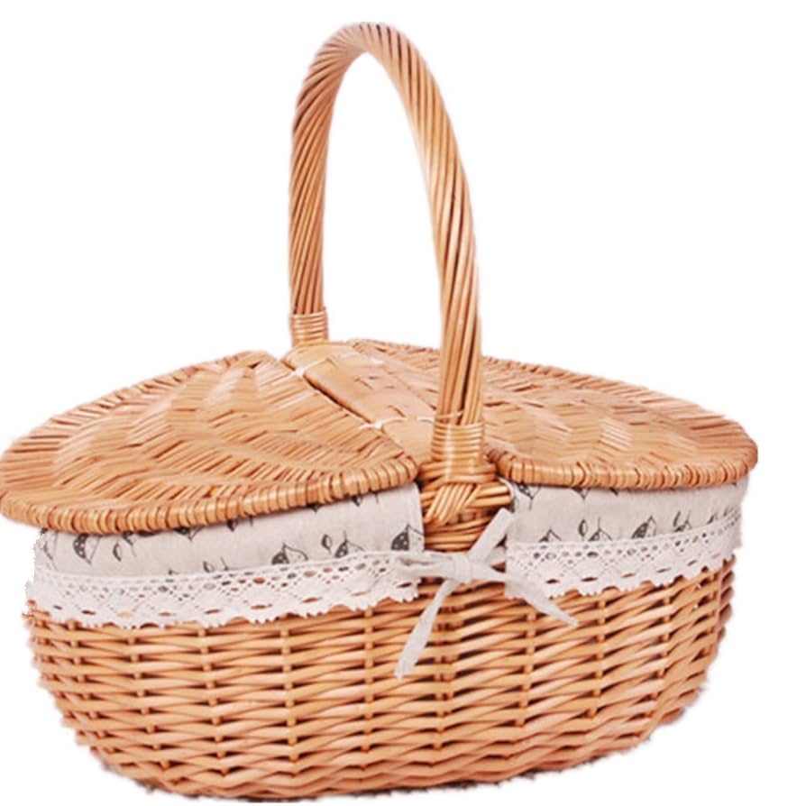 ラタン ピクニックバスケット カゴバック ウィッカーバスケット 仕切り付き ラタン ピクニックバスケット カゴバック ウィッカーバスケット