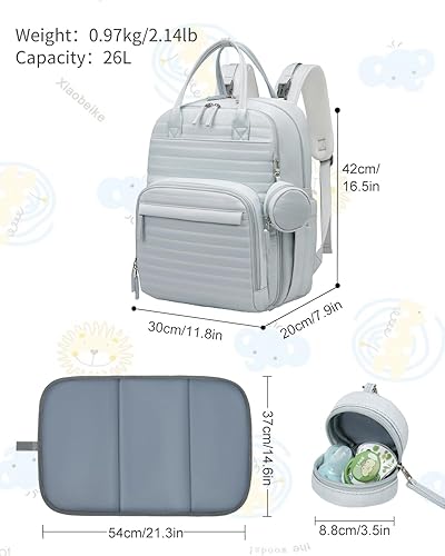 Miniatura 7 de Somago Mochila para pañales para bebé, mochila multifunción para viajes, bolsa de bebé con cambiador, correa para cochecito, Púrpura, Mochila