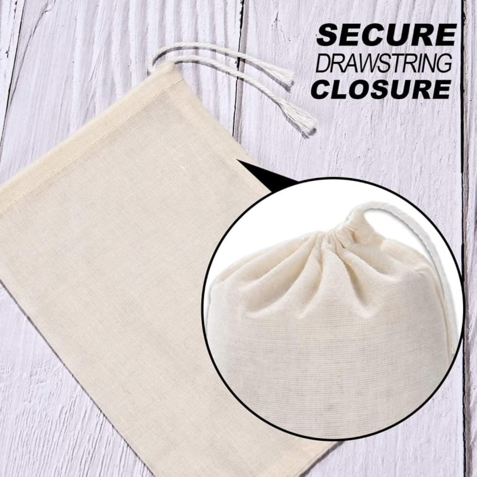50 Pcs Muslin Bags, 4 x 6 Inch