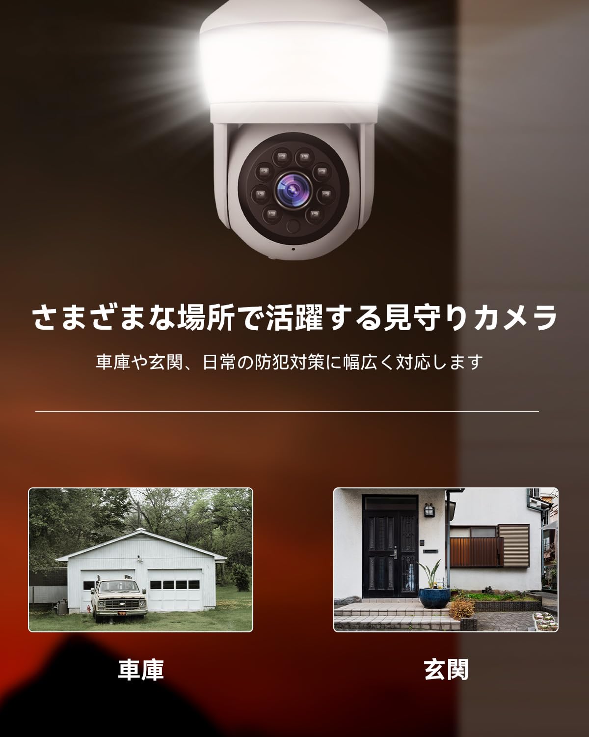 Amazon.co.jp: 【完全無線・360°自動定期見回り】ACEMO 電球型防犯