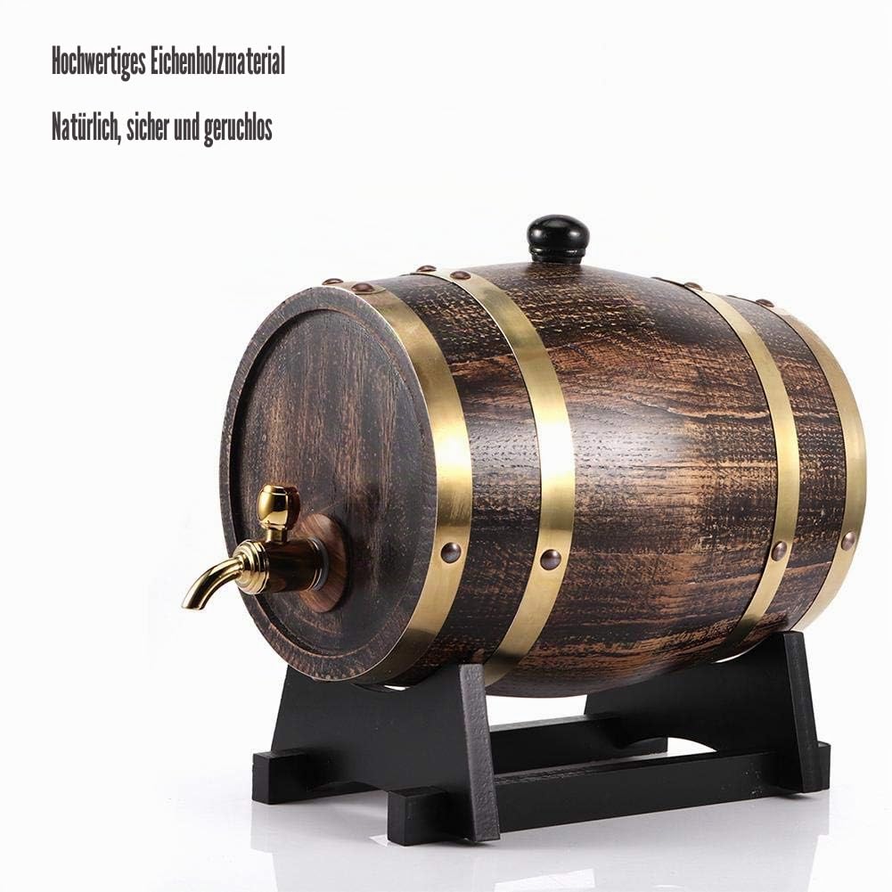 3L Weinfass aus Eiche Retro Stil mit Zapfhahn und Bock Stopfen für Wein Brandy Whisky Lagerung und Home Bar Dekoration