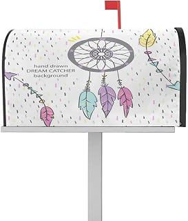Mailbox Covers Magnetic Post Box Cover Bohemian Ethnic Feathers Dreamcathcer Cartoon Print Mailbox Cover for Outdoor Garden Yard Decorations Standard Size 18.5" X 21.7"