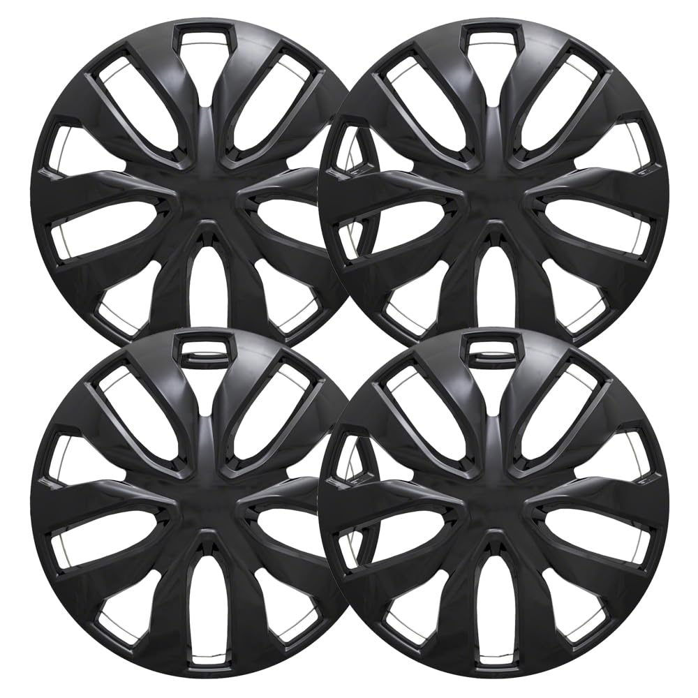 OxGord Hubcaps Wheel Covers - (Set of 4) Hub Caps Wheels Rim Cover - Car Accessories Silver Hubcap Standard Steel Rims - Snap On Auto Tire Replacement Exterior Cap (Black, 17 Inch)