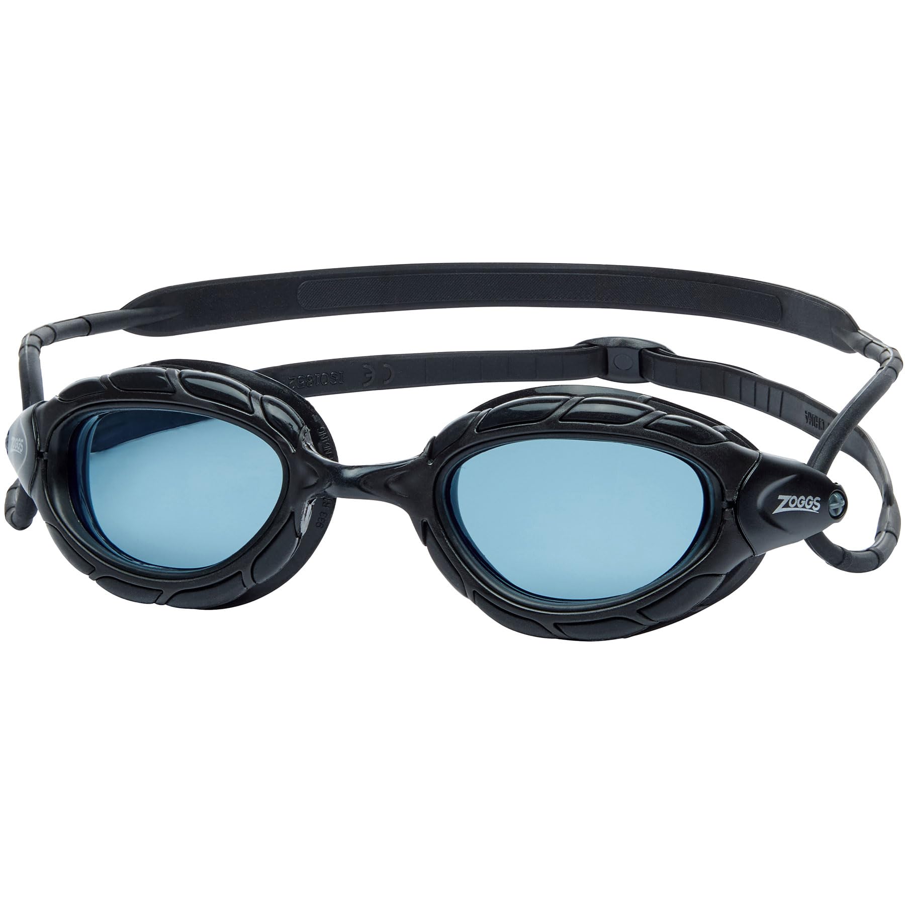 Zoggs Unisex Predatоr Adjustable Swimming Goggles for Adults, Comfortable Ultra Fit Seal & Anti-Fog UV Protection, Curved Lenses, Black - Tinted Smoke Lenses, Regular — image 1