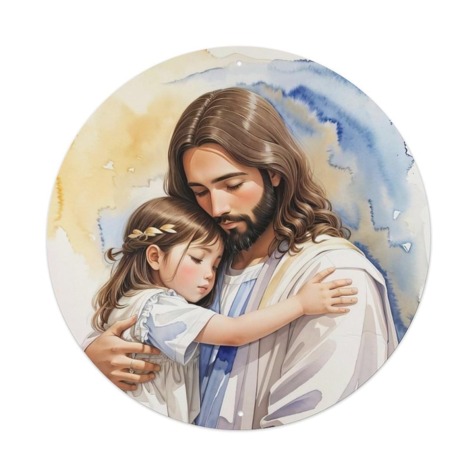 Jesus Holding The Little Girl Religious Metal Tin Sign