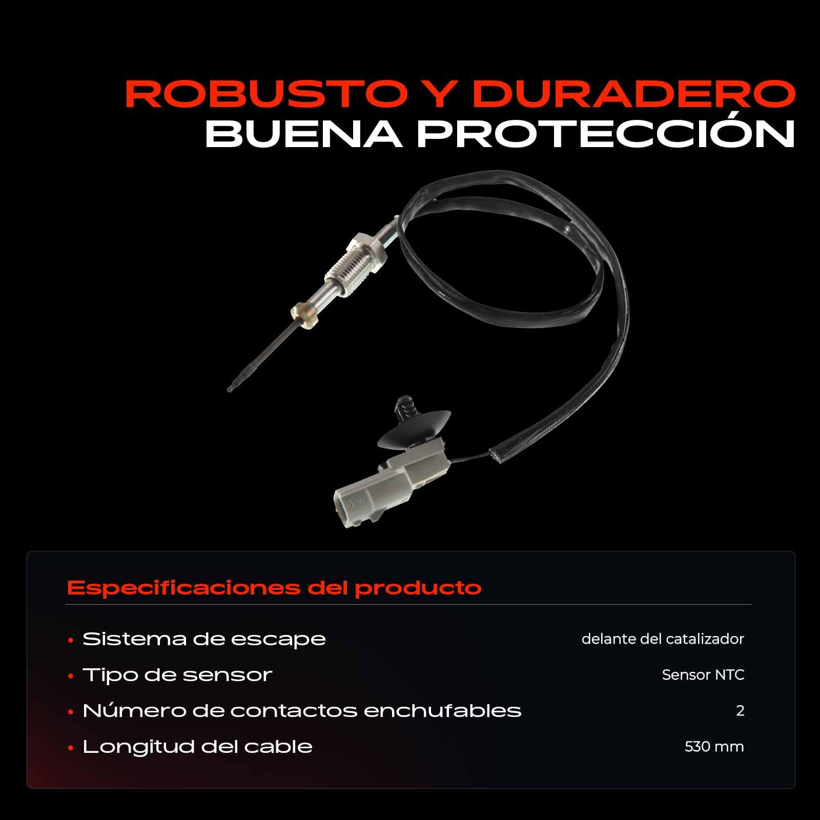 Frankberg Sensor de temperatura de gases de escape 2 Polos Compatible con Master III Bus JV Movano B Bus X62 Master III Furgoneta FV Master III Plataforma/Chasis EV HV UV 12070
