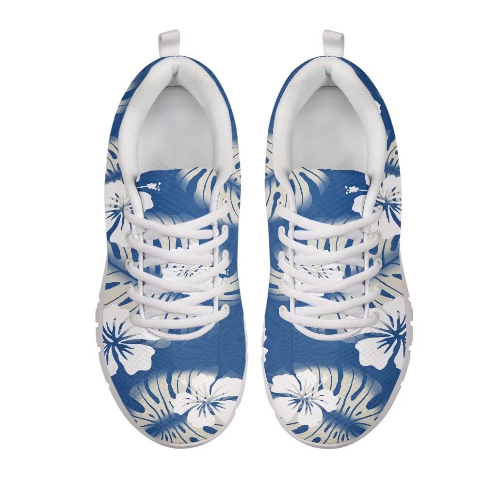 GIFTPUZZ Men Breathable Sneakers Casual Lace Up Platform Running Shoes Gym Outdoor Walking Climbing Hiking Sports Shoes Soft Rubber Soles Ladies Trainers Nursing Shoes (Leaves Blue) 10