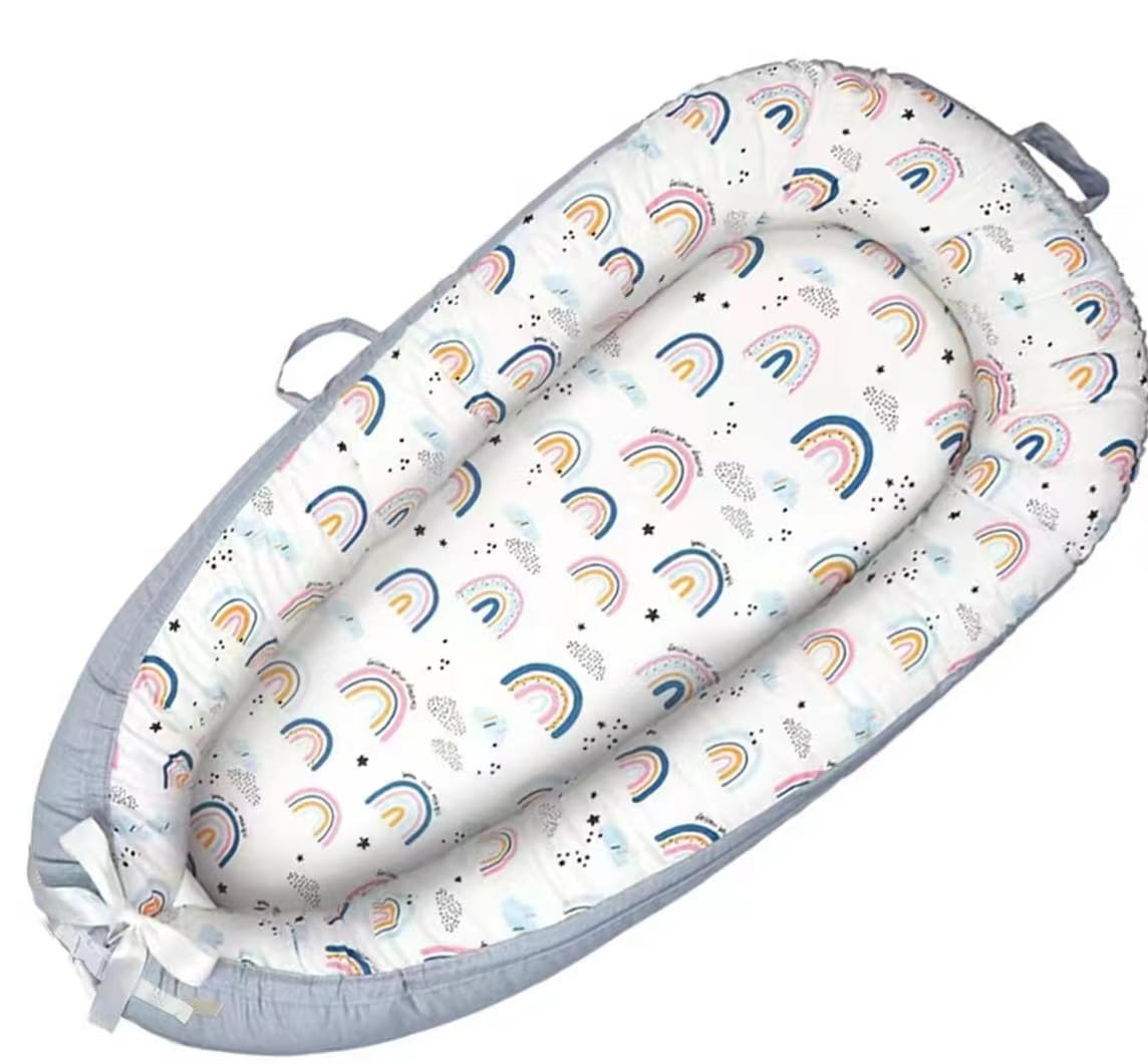 Baby Lounger for Newborn Cover, 100% Cotton Infant Lounger Cover for 0-12 Months, Soft and Breathable Baby Gift Essentials - Baby Snuggle, Not Baby Cradle, rainbow
