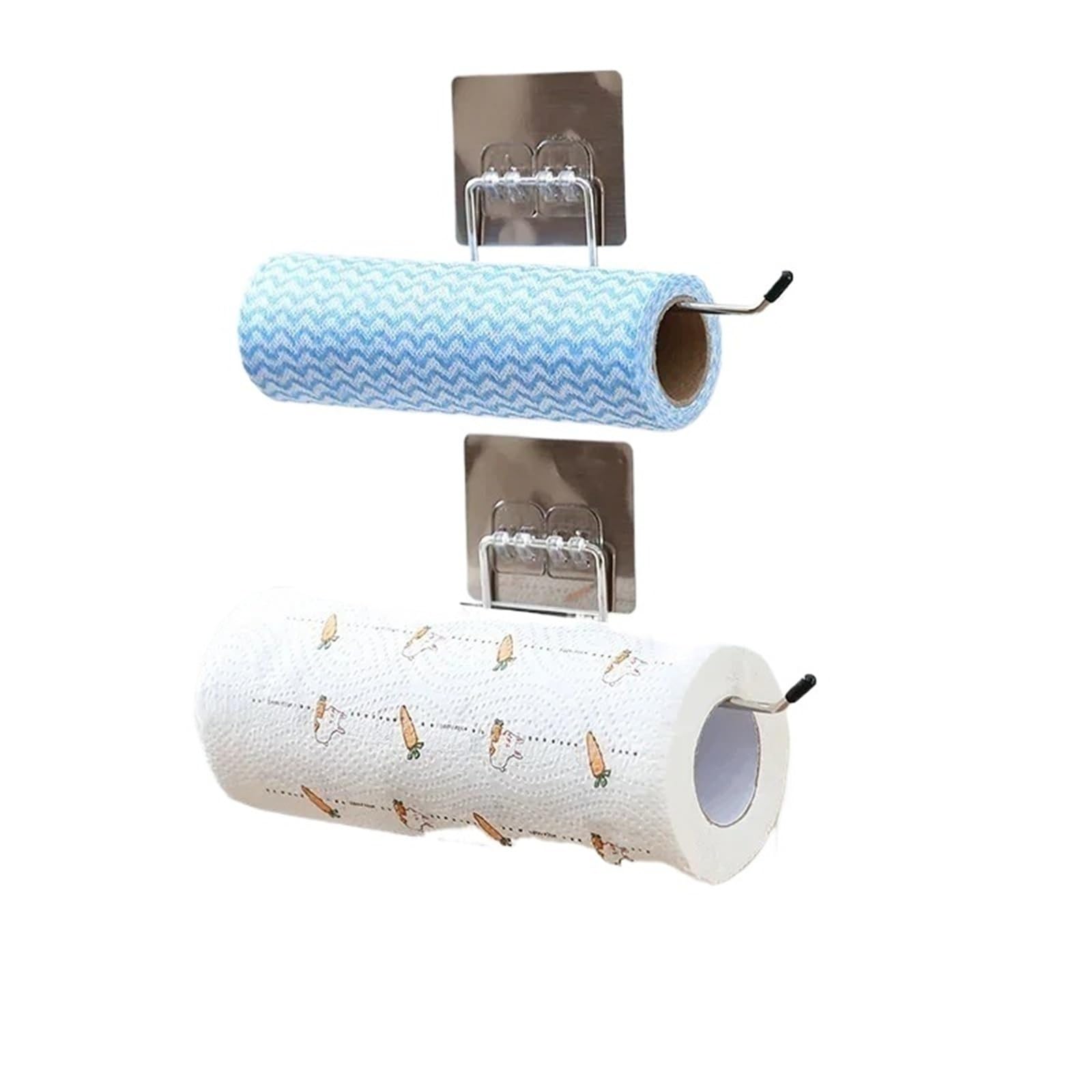 Paper Towel Holder 2pc Kitchen Paper Roll Holder Bathroom Toilet Pape Storage Rack Towel Cabinet Self-adhesive Hook(Color3)